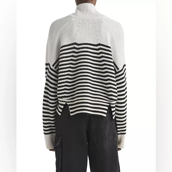 rag & bone Pierce Stand collar Long raglan sleeves Striped Cashmere Sweater XS - Picture 3 of 12